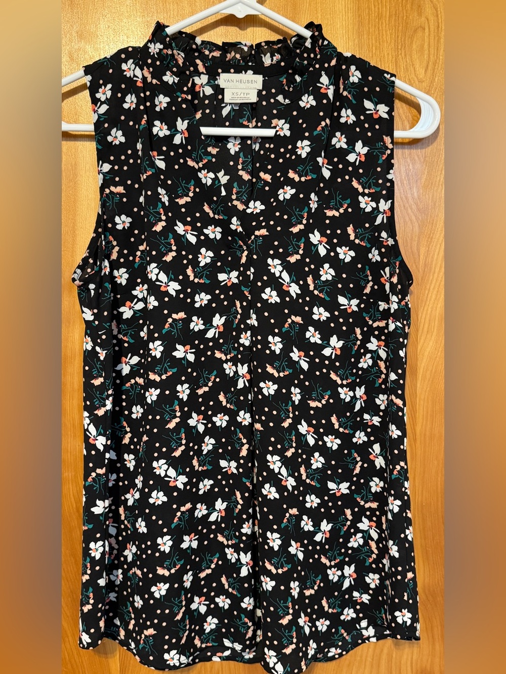 Van Heusen Black Floral Sleeveless Camisole with Pink and Green Accents